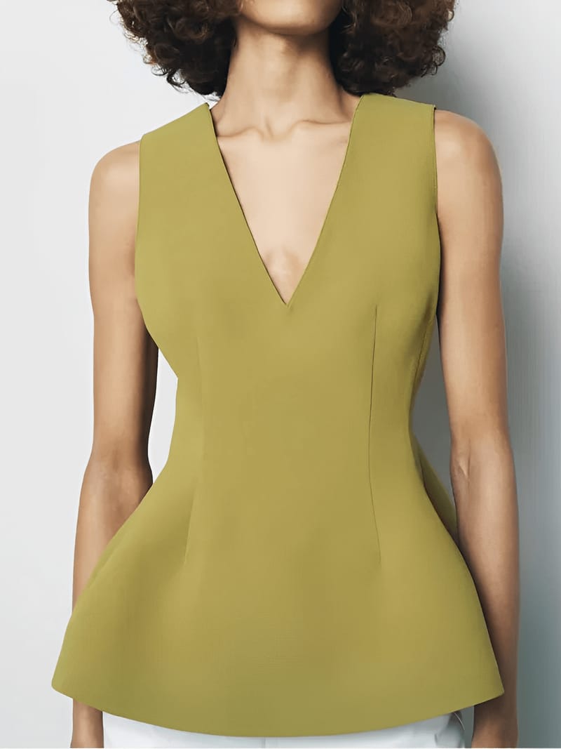 Blusa Peplum Acinturada com Decote V e Zíper nas Costas – Marisa