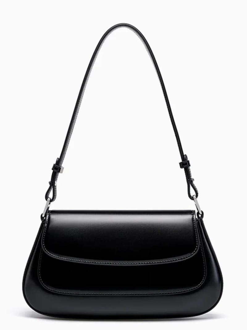 Bolsa Baguete Tiracolo em Couro Genuíno com Alça Ajustável – Briana