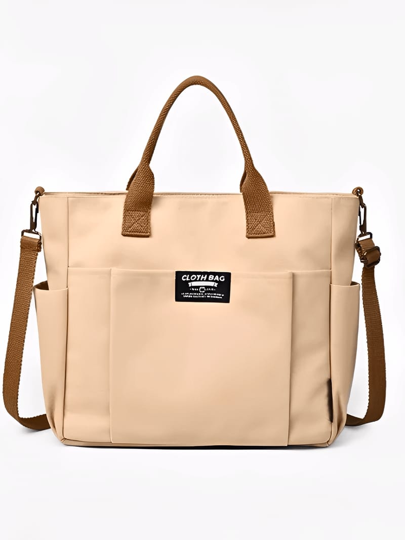 Bolsa Grande em Lona com Alça Ajustável Removível e Bolsos – Rania
