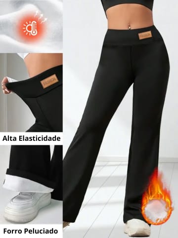 Calça Flare Levanta Bumbum com Forro Peluciado e Cintura Alta - Magnólia
