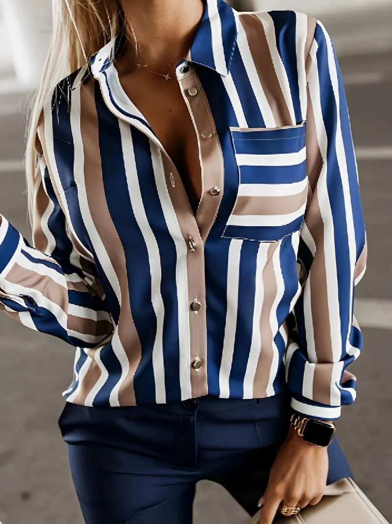 Camisa Feminina Social Listrada Atemporal - Mayra